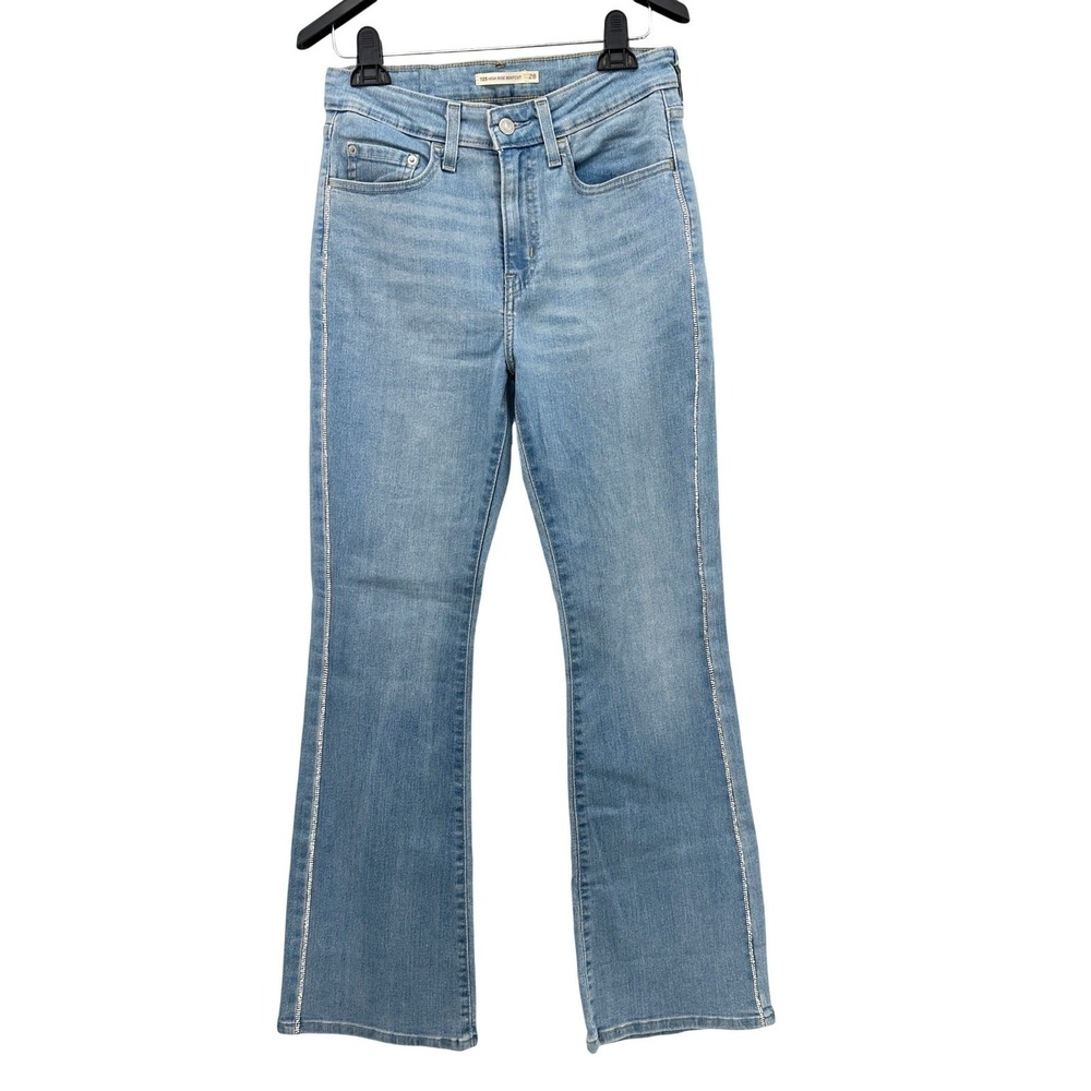 Levis 725 Rhinestone High Waist Classic Stretch Bootcut Jeans 28 Festival Fairy